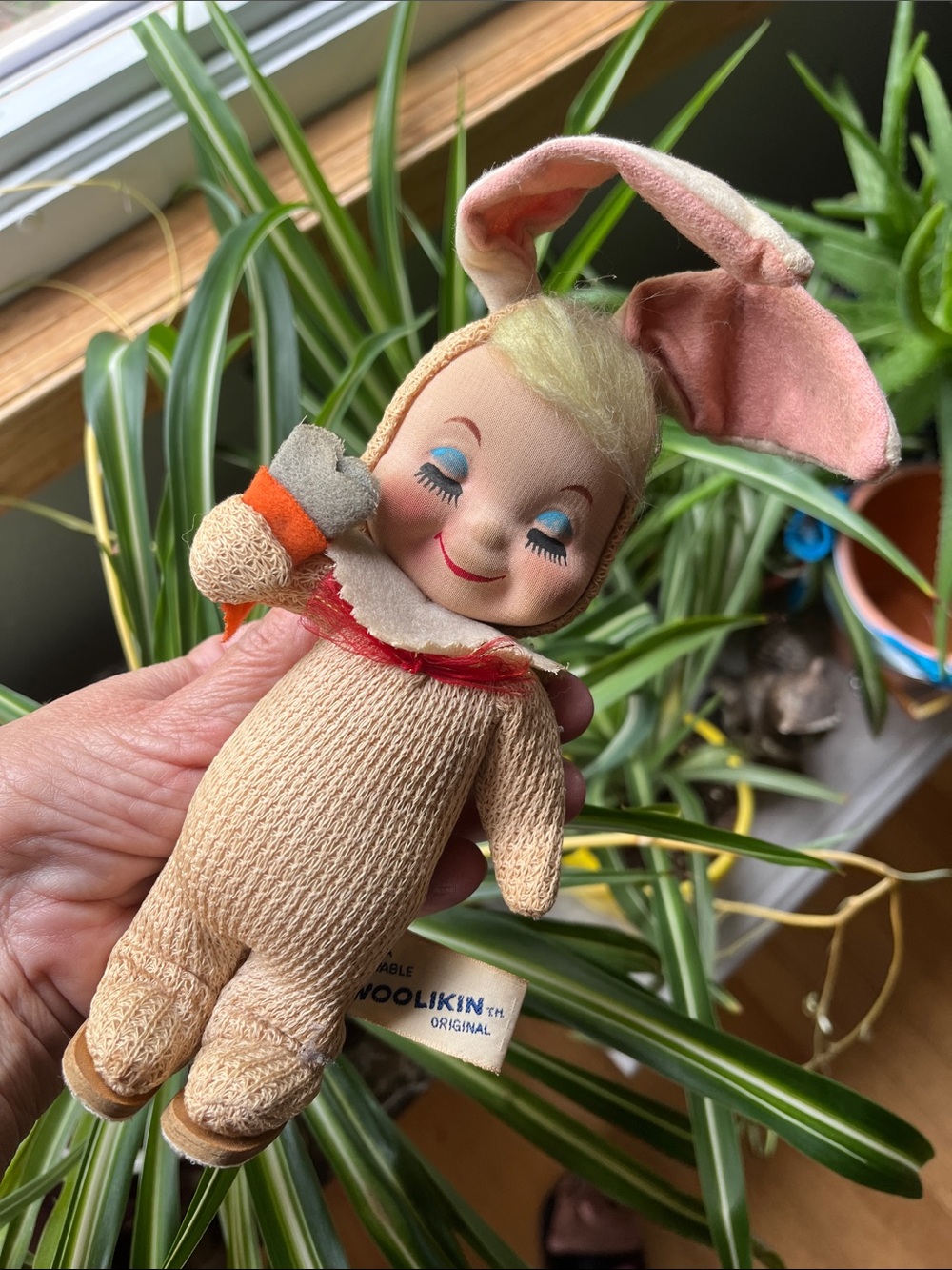 Vtg WOOLIKIN Bunny Pixie Doll Elf Girl Anthropomorphic Easter MCM Japan *READ*